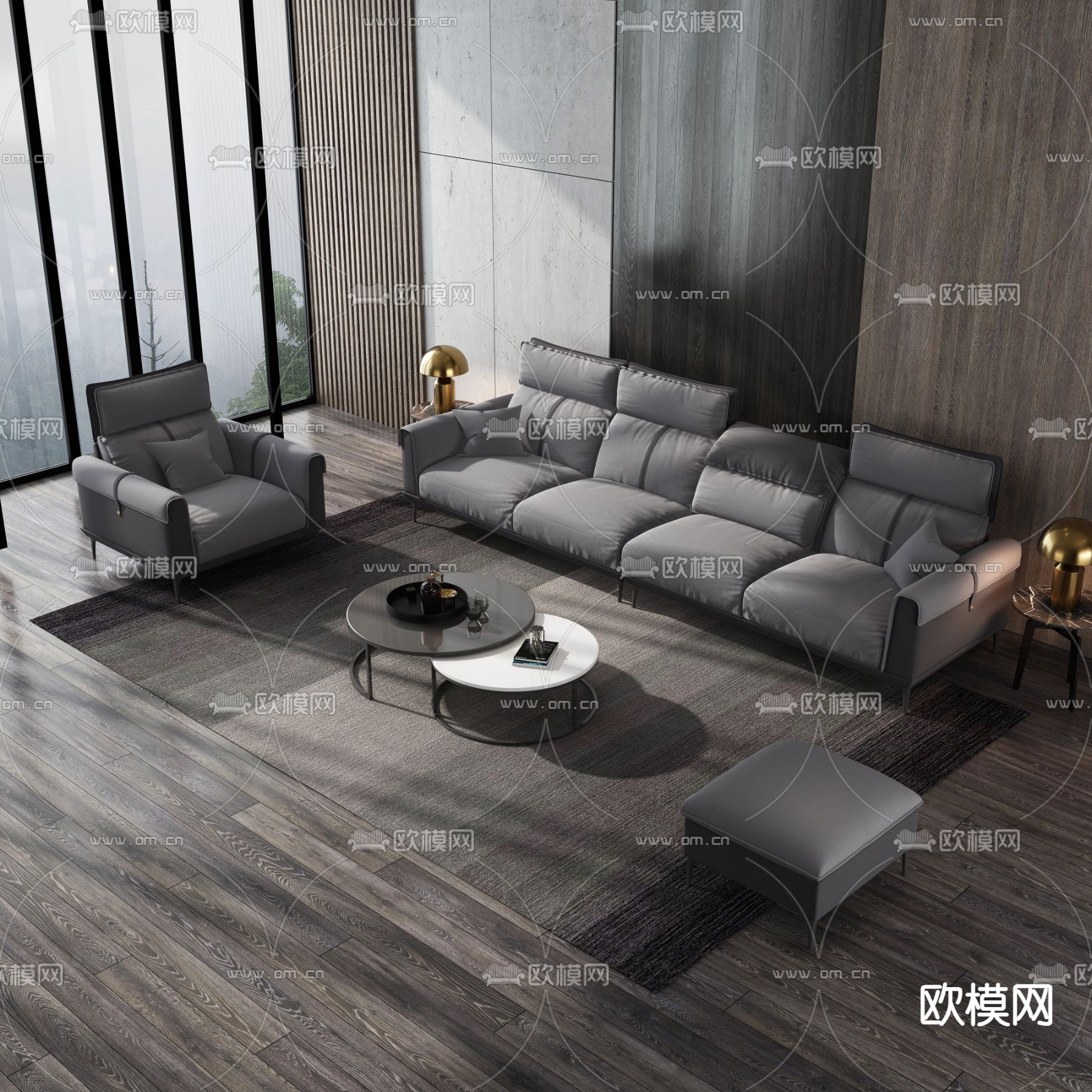 意式布艺沙发3d模型下载