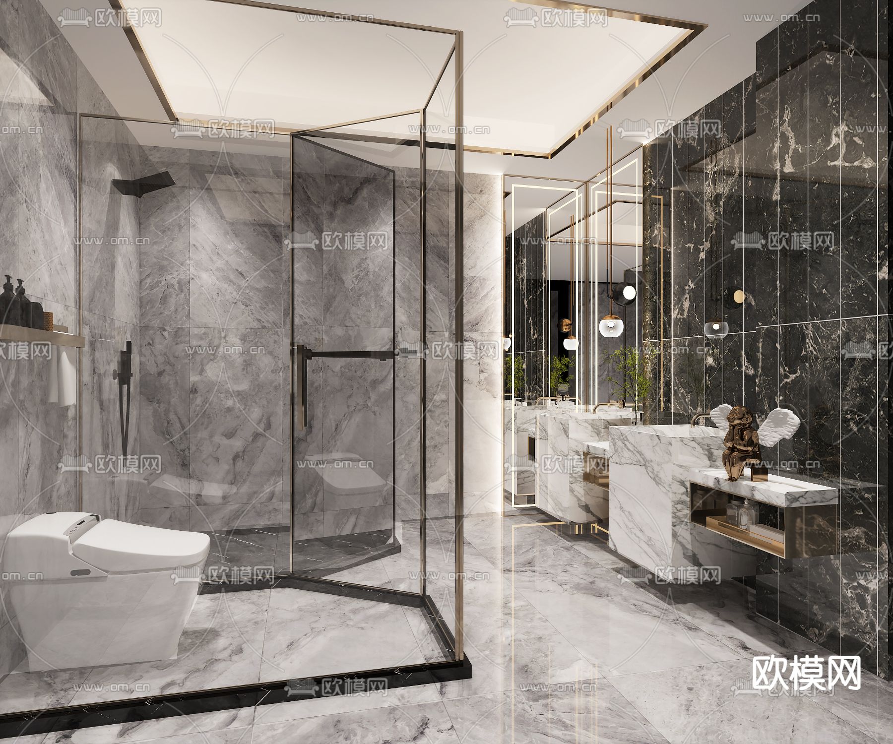 轻奢风 酒店卫生间3d模型下载