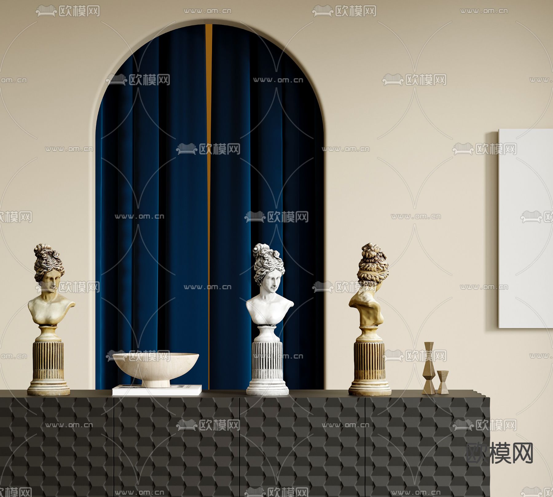 北欧石膏雕塑 人物雕像 芙丽雅su模型下载（渲染图1）