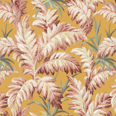  黄色花艺壁纸墙布 