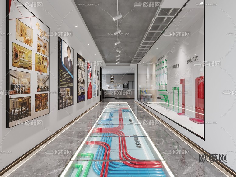 水电工艺展厅3d模型下载(渲染图1)