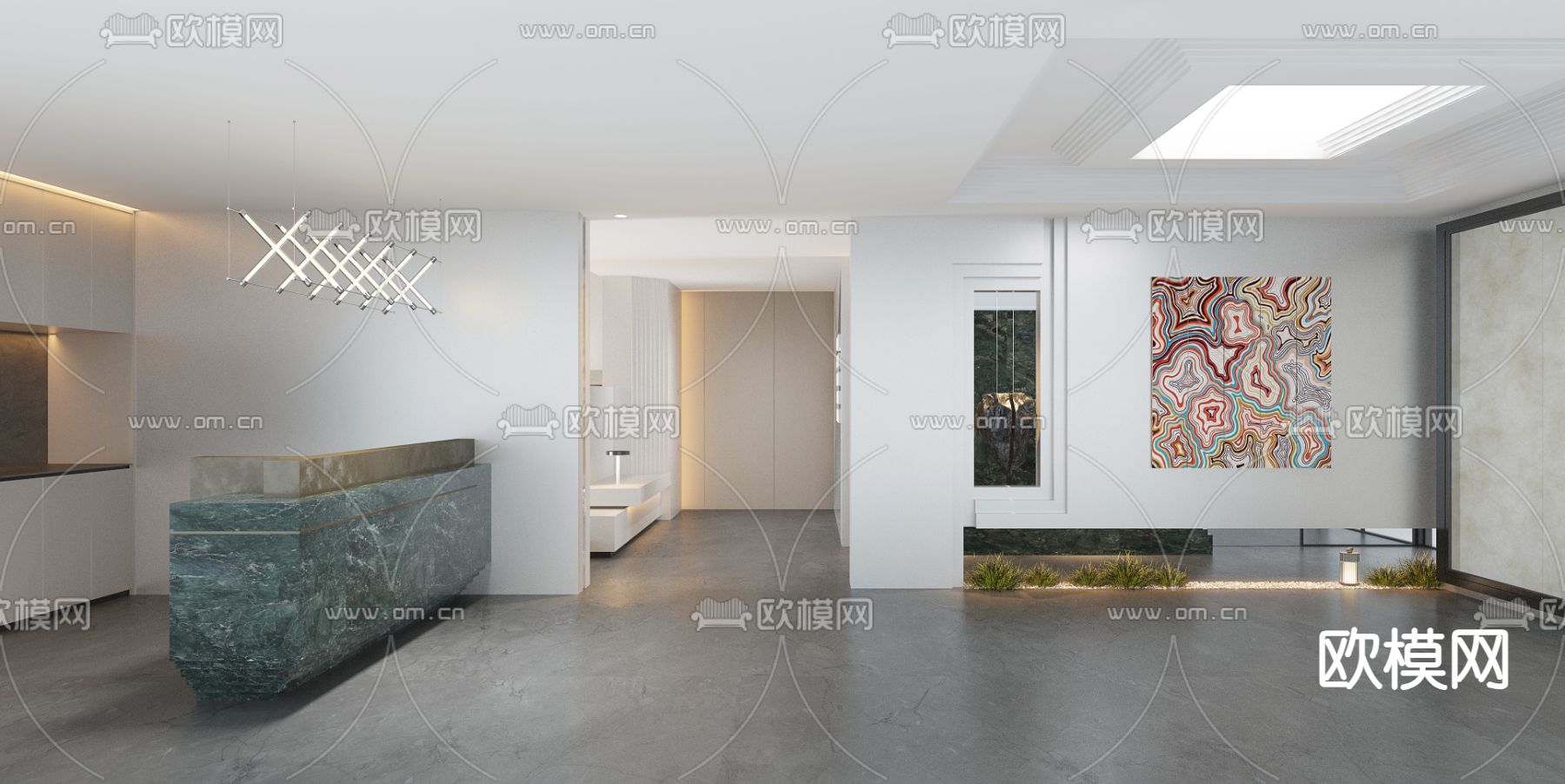 办公前台 接待台su模型下载（渲染图3）