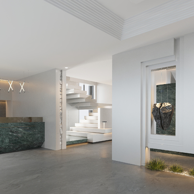  办公前台 接待台su模型 