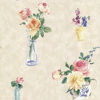  田园花纹壁纸墙布 