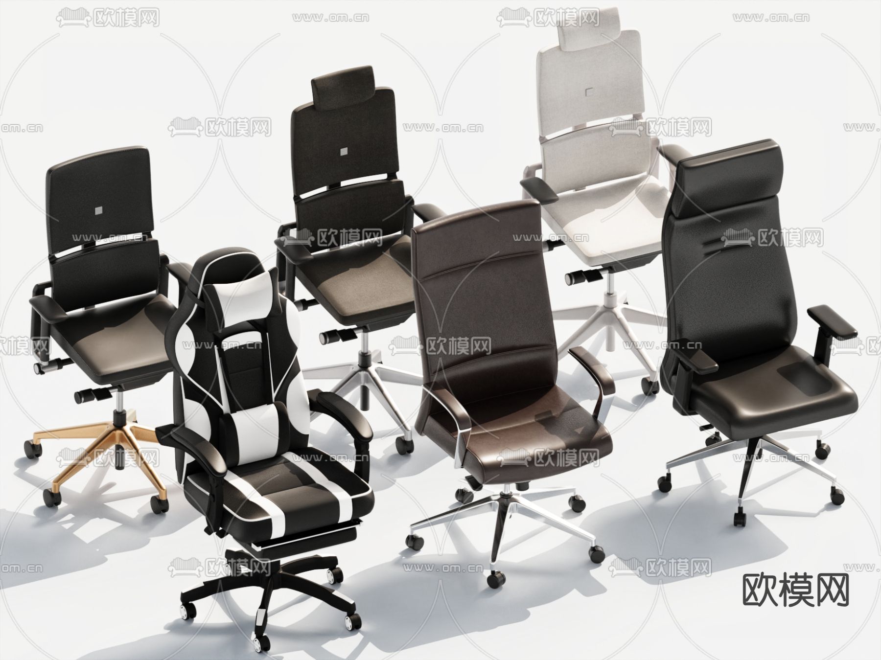 现代办公椅su模型下载（渲染图2）