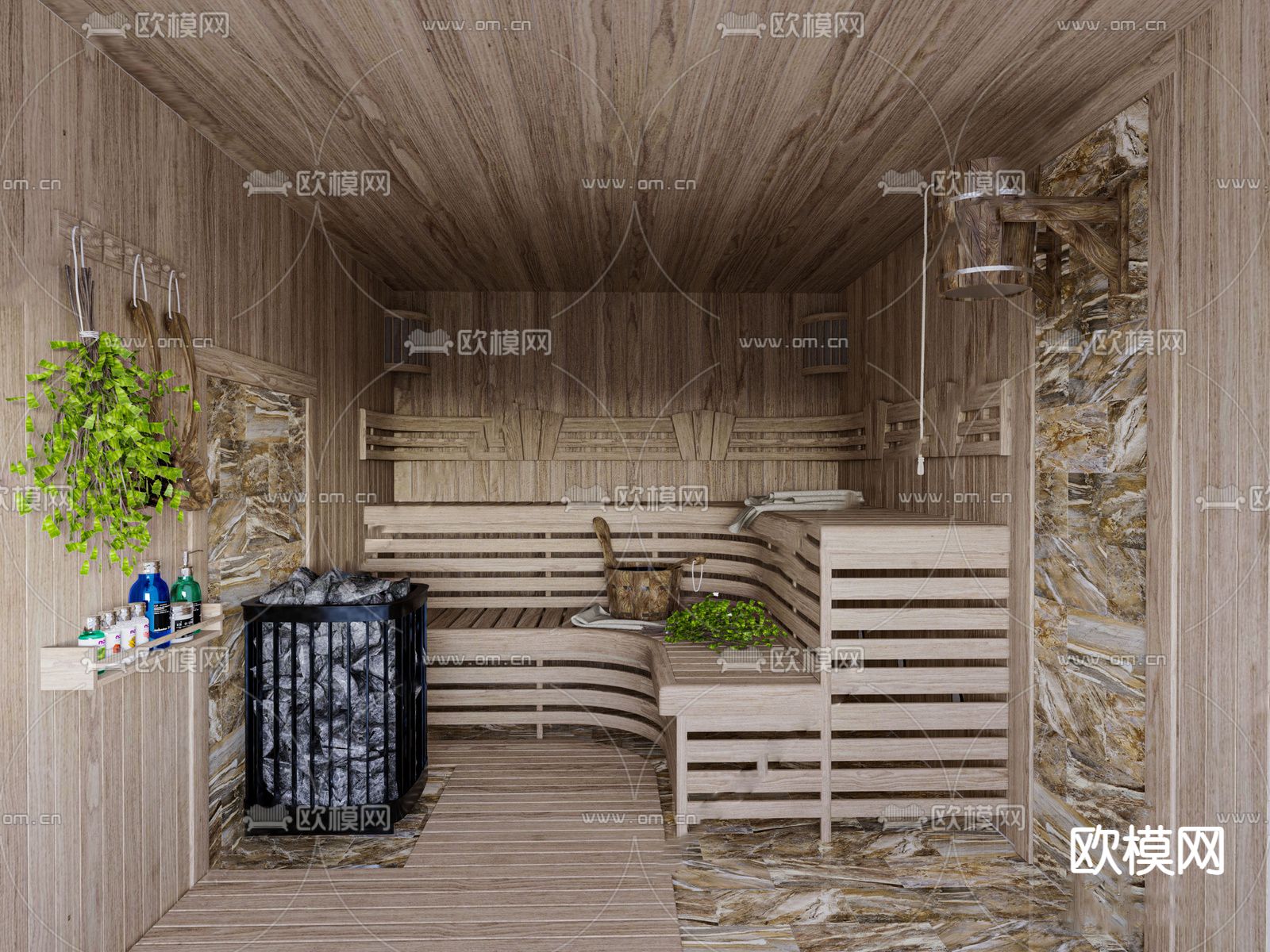 新中式足疗房 spa桑拿su模型下载（渲染图2）