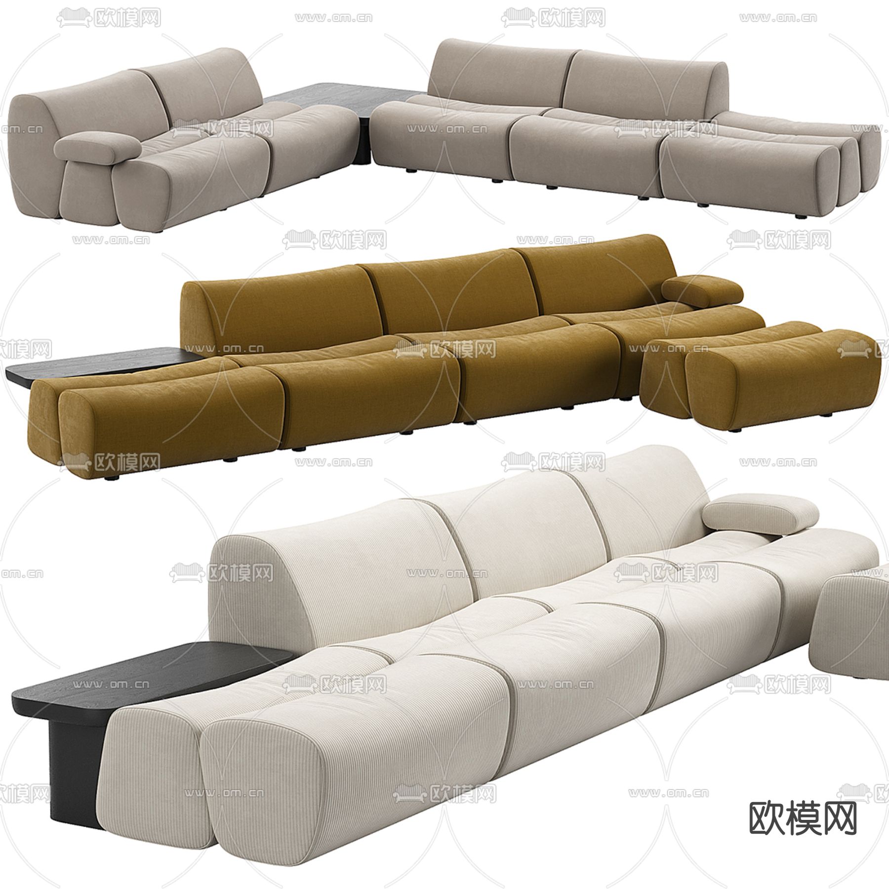 意大利 Poliform 多人沙发3d模型下载（渲染图1）