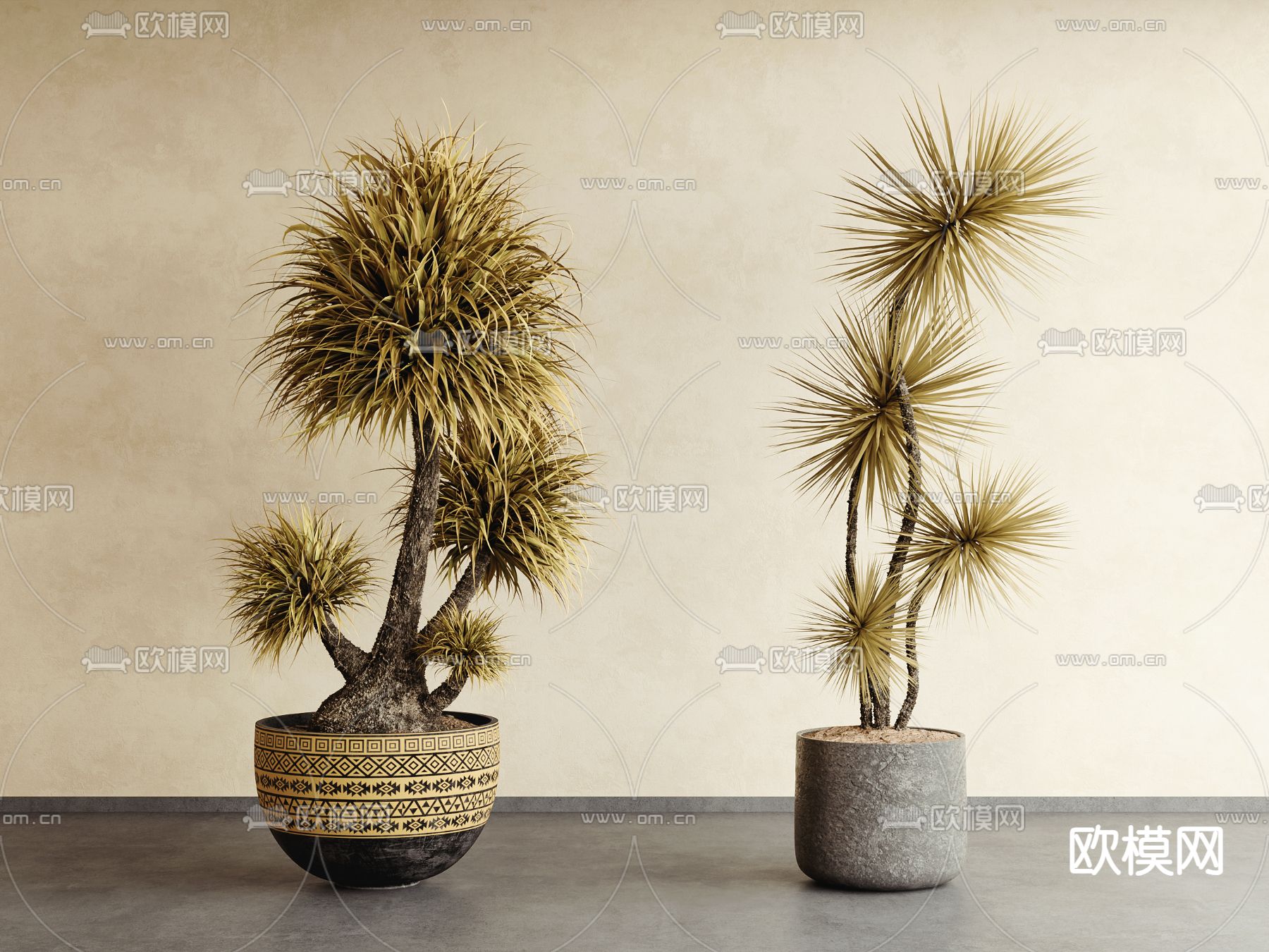 侘寂风盆栽3d模型下载