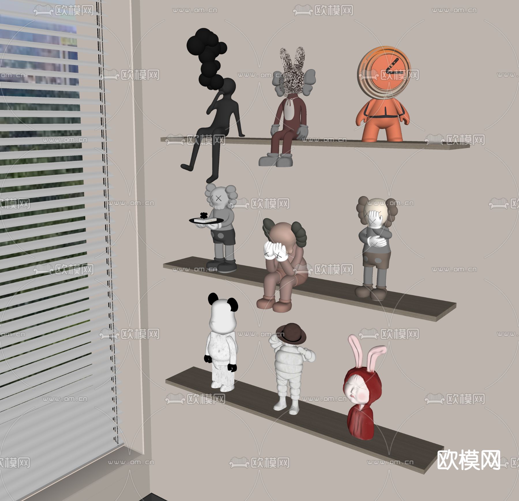 公仔雕塑摆件 卡通摆件su模型下载（渲染图1）