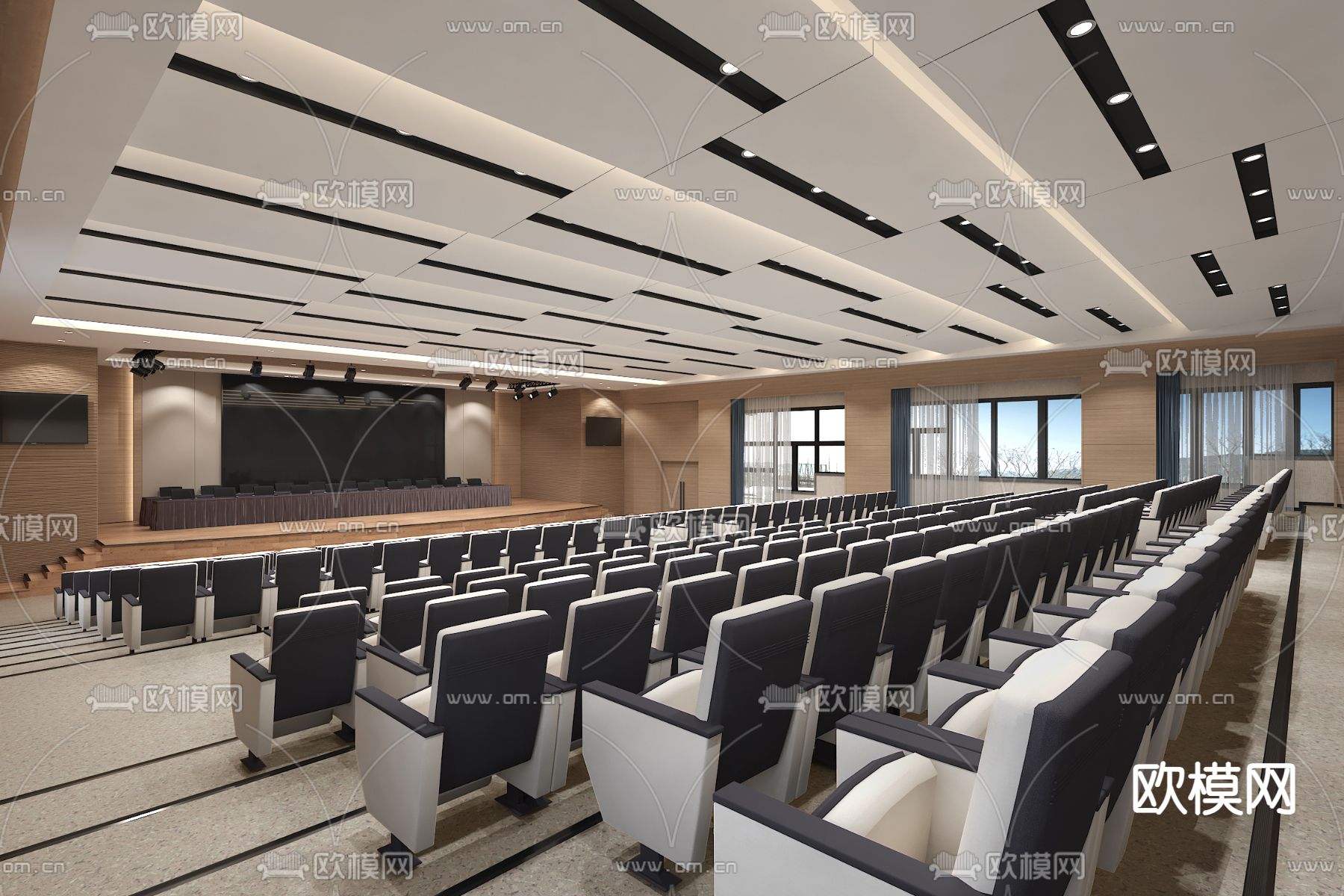 现代学校报告厅3d模型下载