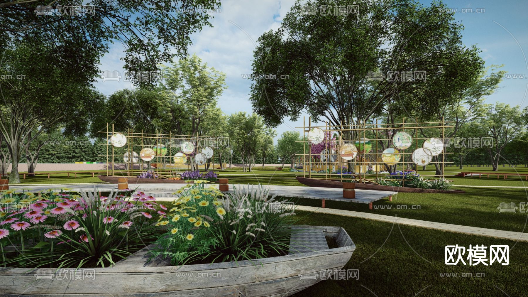 中医药 文化景观公园 药草科普园su模型下载（渲染图4）