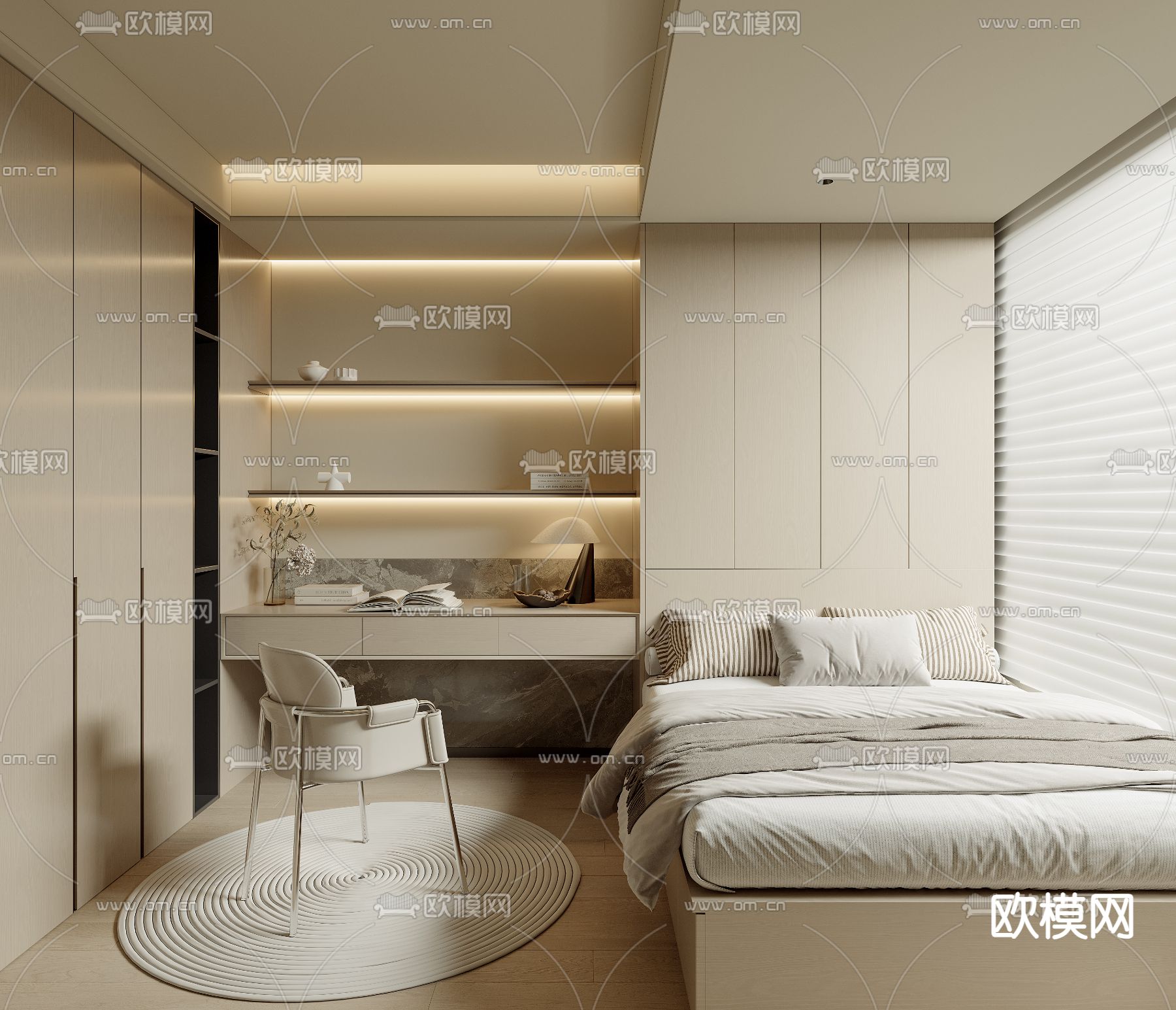 榻榻米卧室 次卧3d模型下载