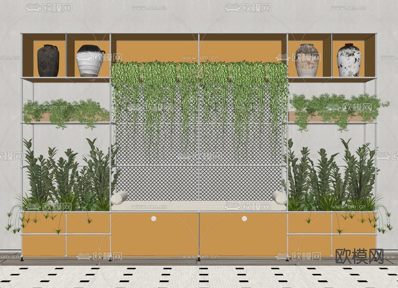 植物架 置物架 卡位沙发su模型下载(渲染图2)