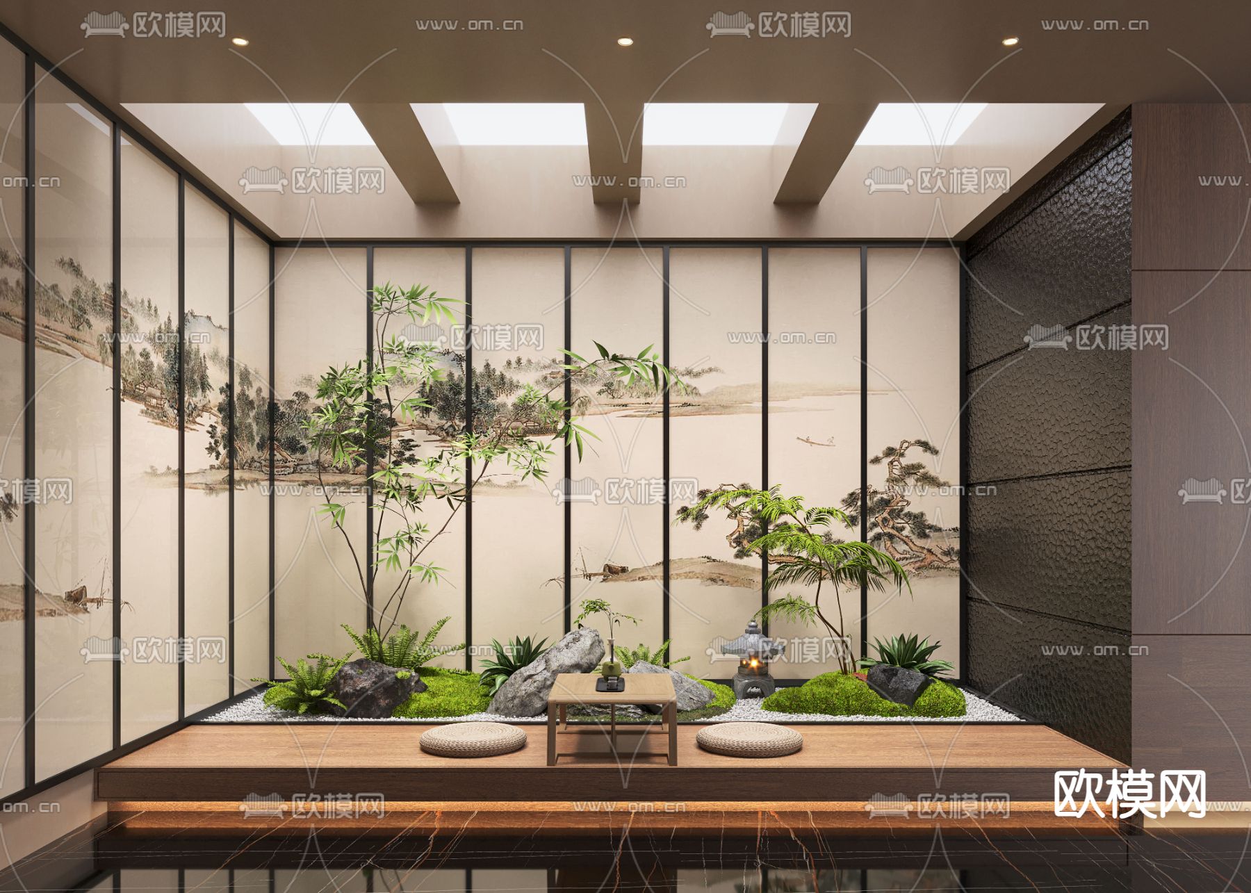 室内造景 植物堆 景观小品3d模型下载
