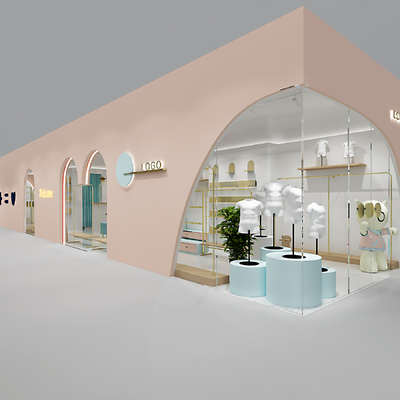  童装店 服装店su模型 