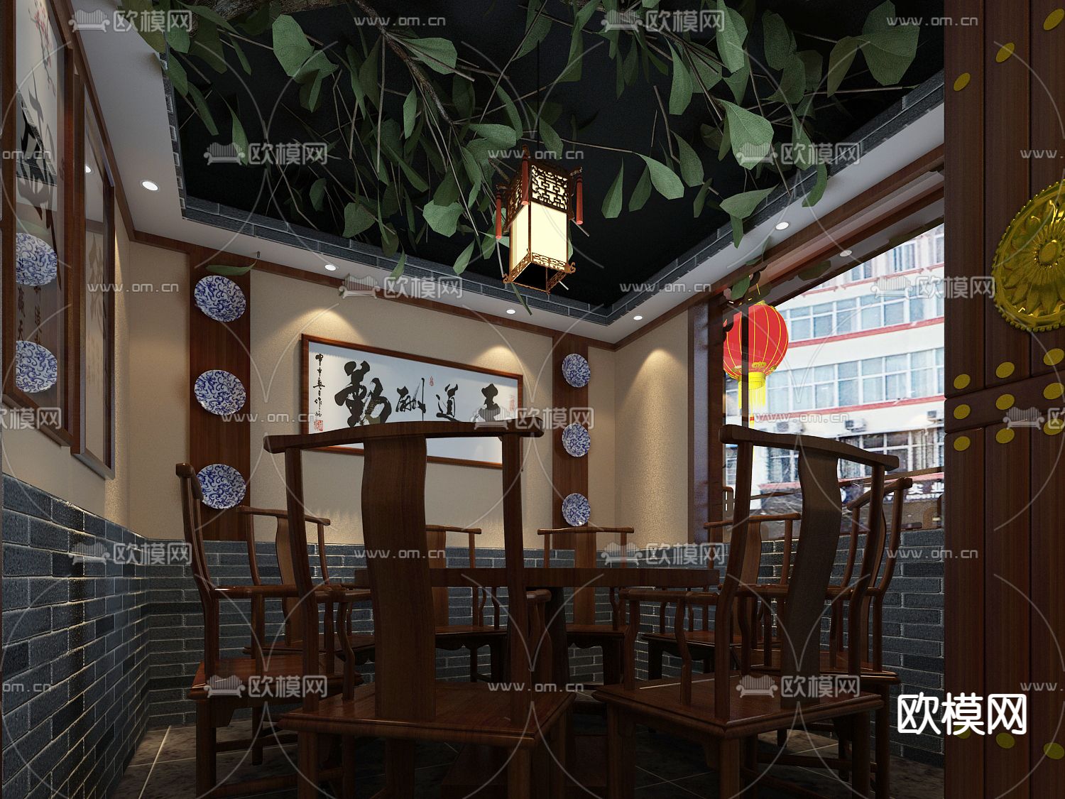 中式面馆 面店3d模型下载（渲染图4）
