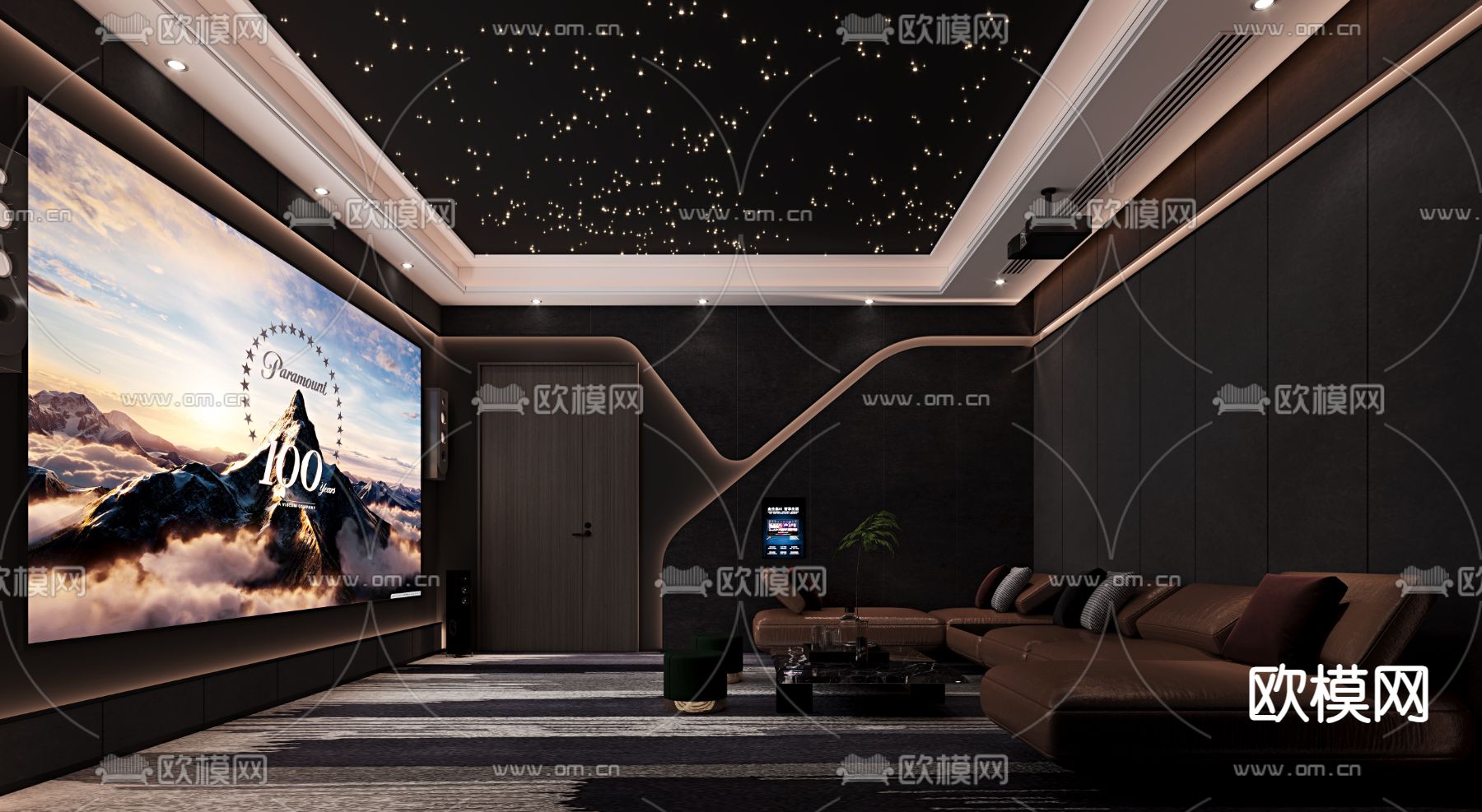 现代视听室 家庭影院 影音室3d模型下载