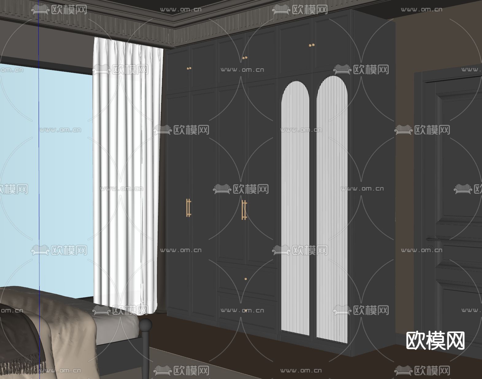 法式衣柜 衣橱su模型下载（渲染图2）