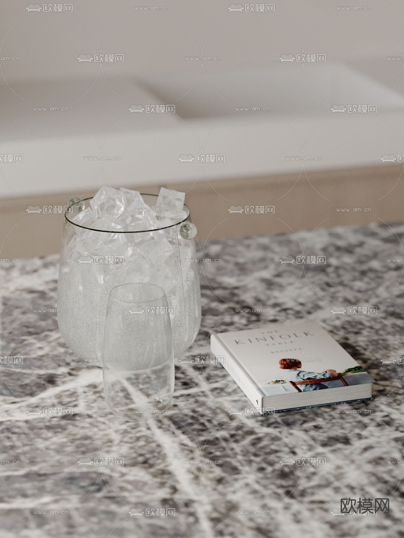 冰块 水杯 书本 书籍 饮料su模型下载（渲染图1）