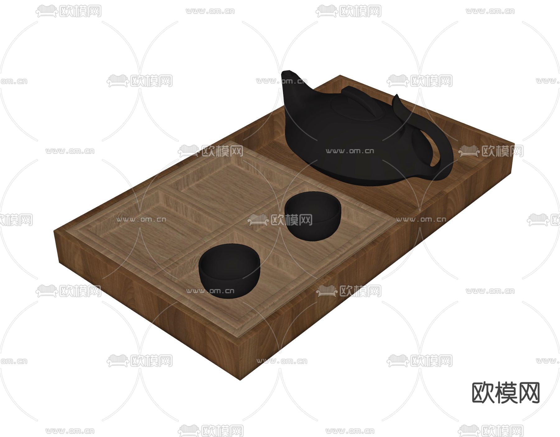 现代茶具摆件su模型下载（渲染图1）