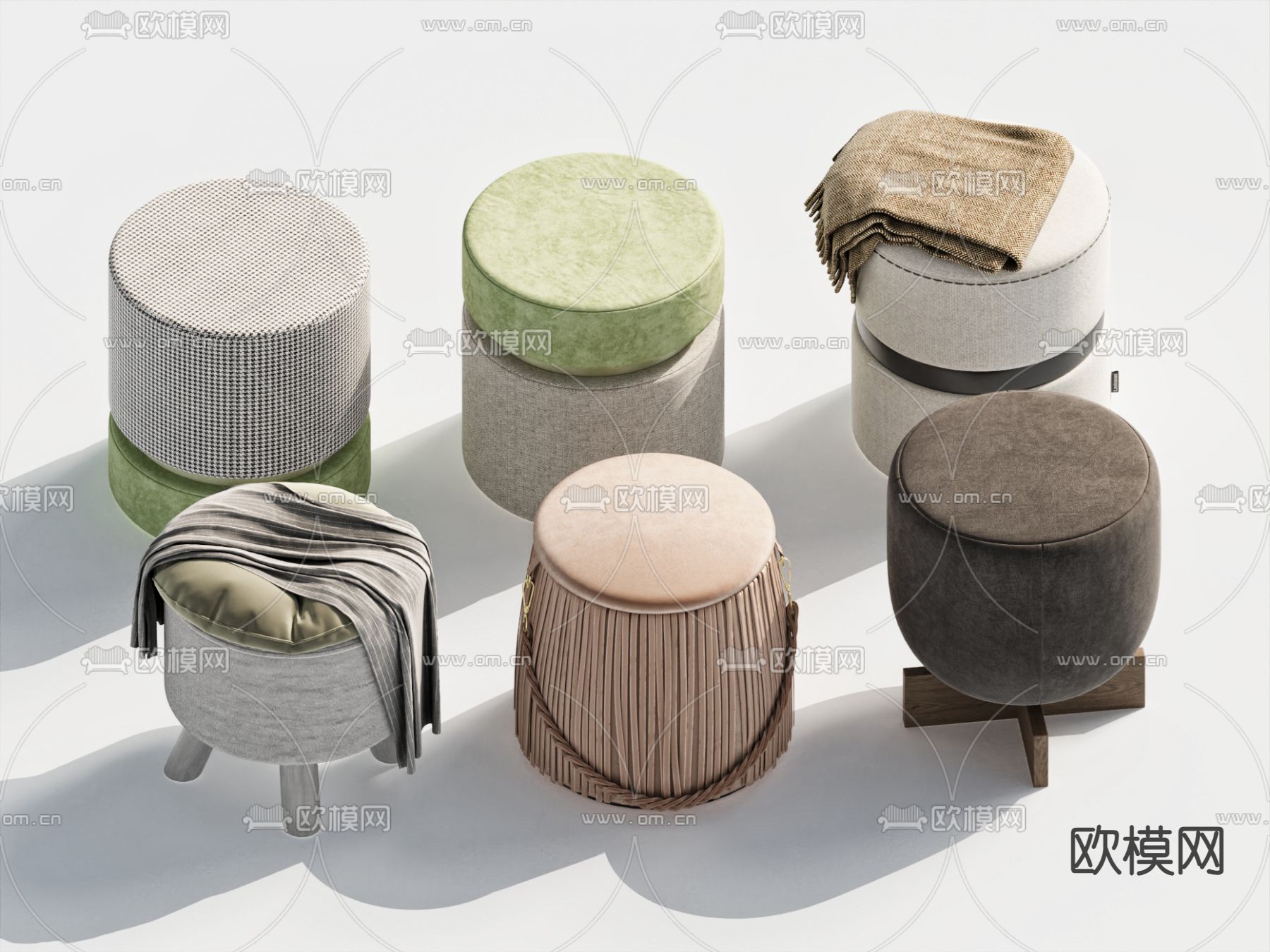 沙发凳 圆凳 凳子su模型下载（渲染图1）