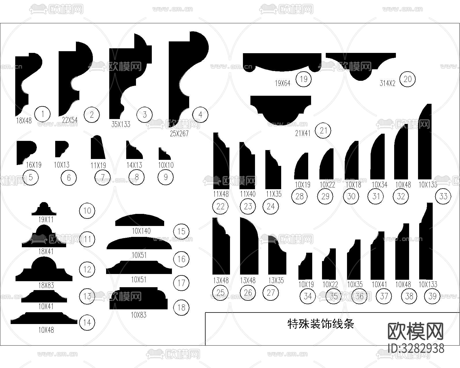 装饰线脚cad图库下载（渲染图5）