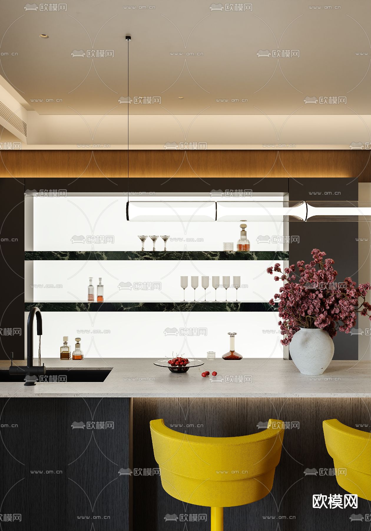 现代地下室 休闲室 品酒室3d模型下载（渲染图6）