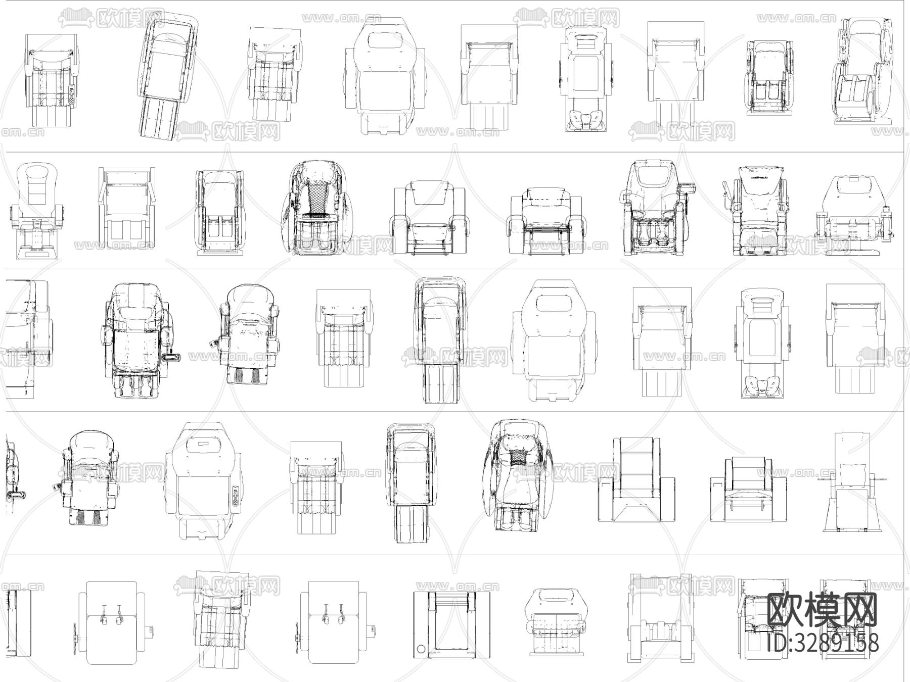 最新按摩椅按摩沙发沙发椅cad图库下载（渲染图4）