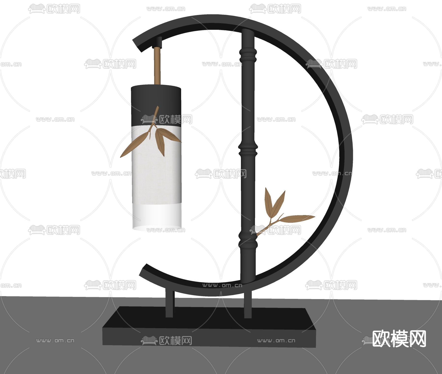 新中式台灯 竹节灯su模型下载（渲染图2）