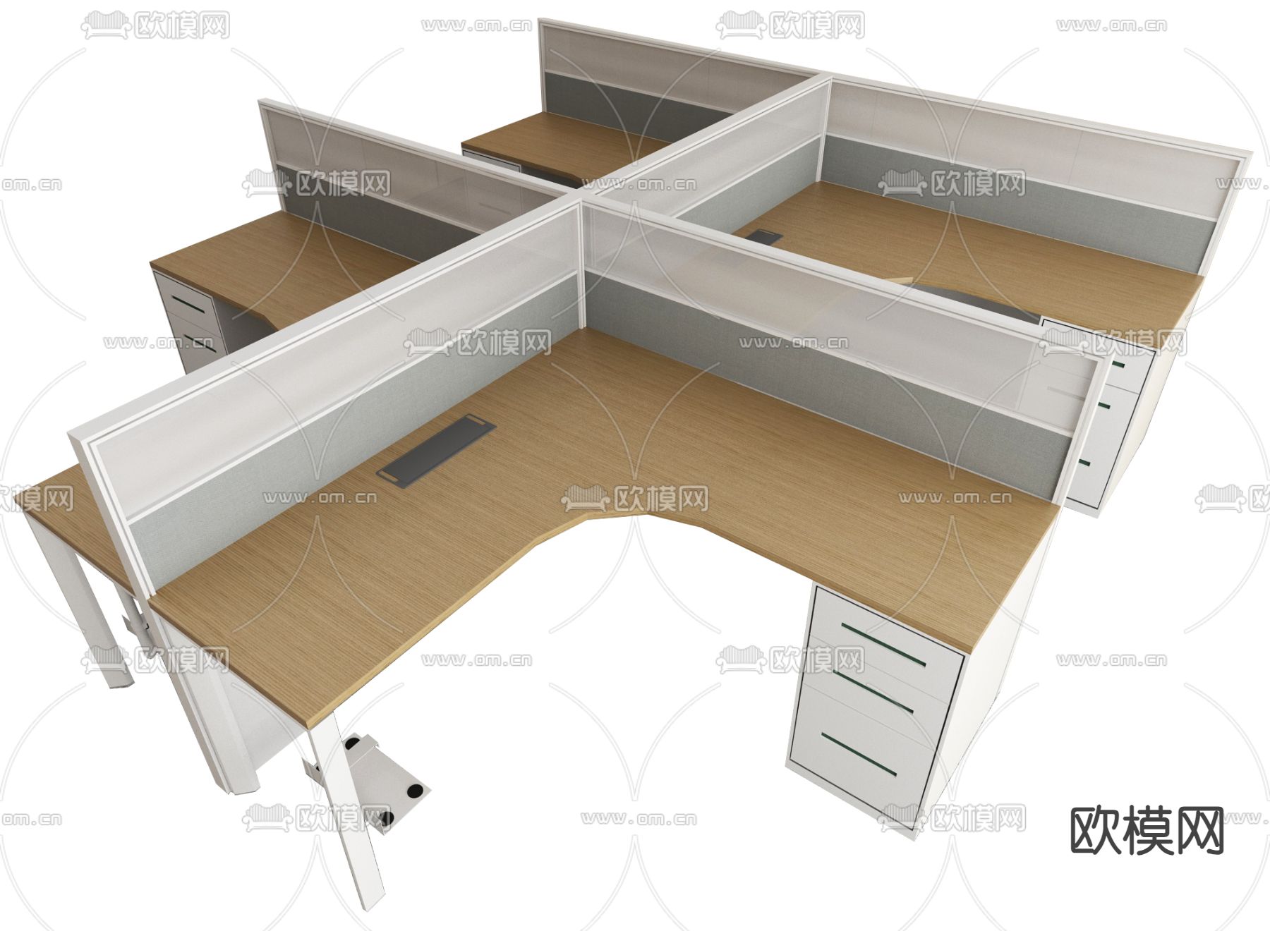 办公桌 屏风卡座su模型下载（渲染图5）