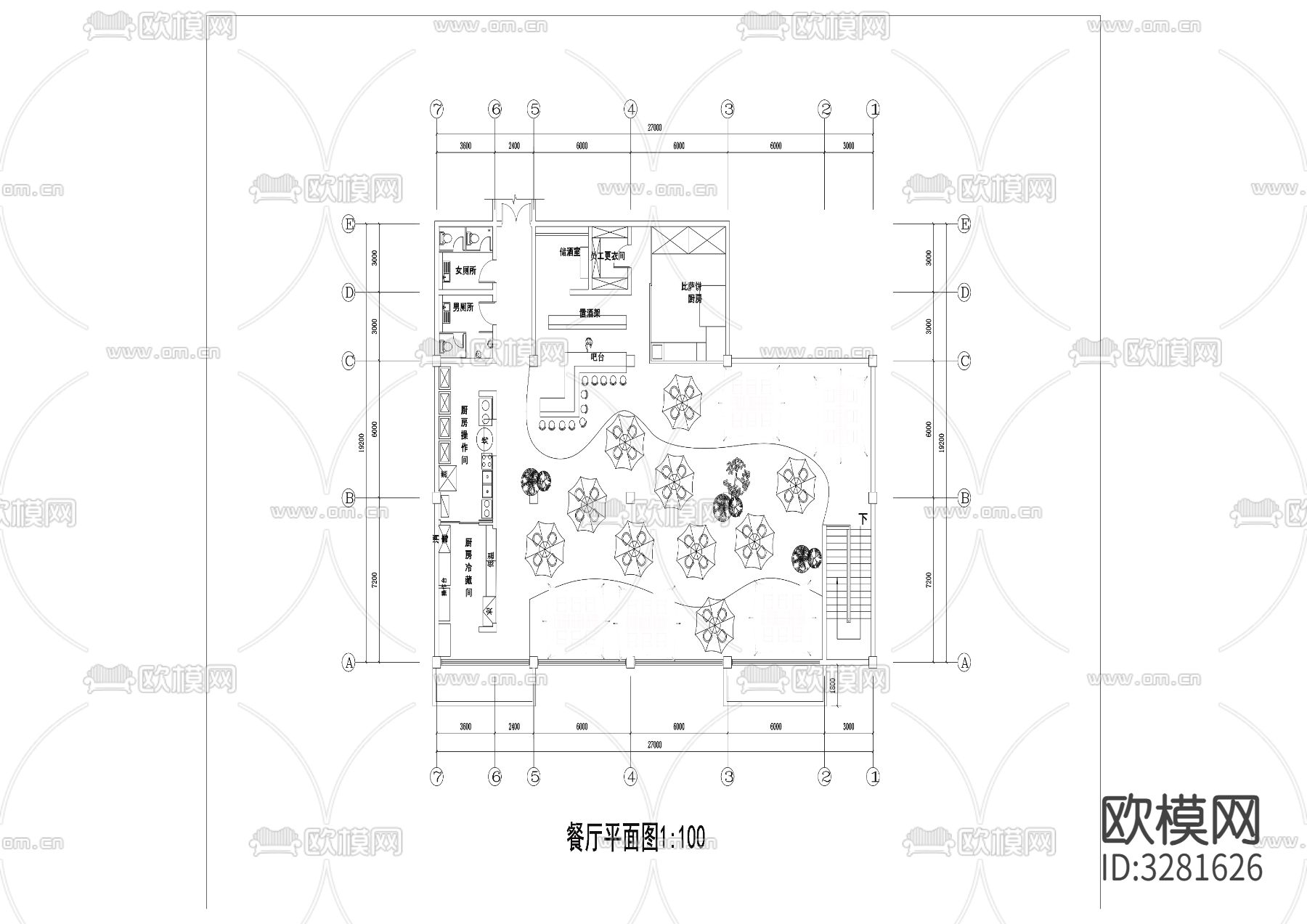 7露营风餐厅酒吧cad平面图下载