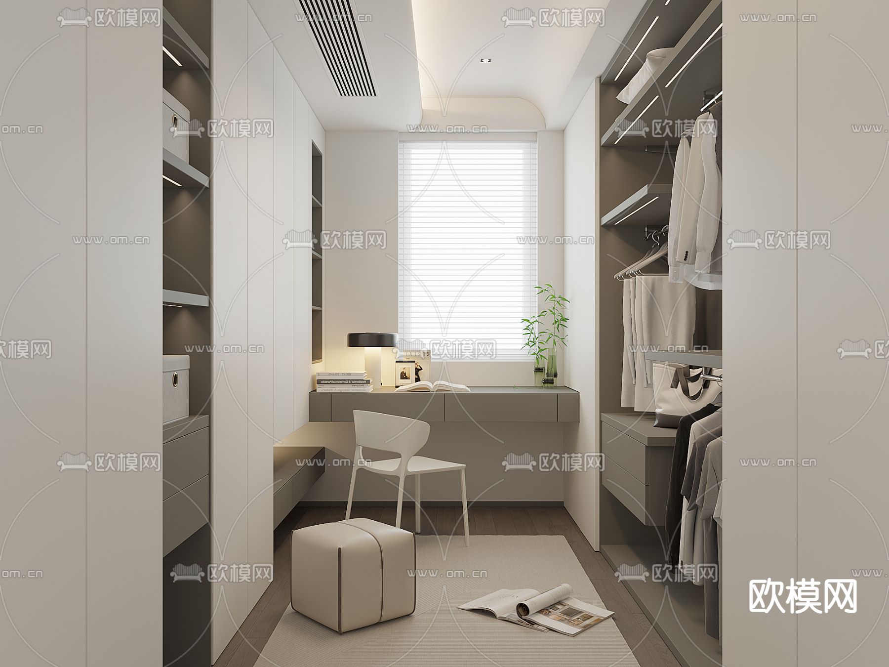 简约风衣帽间 更衣室3d模型下载