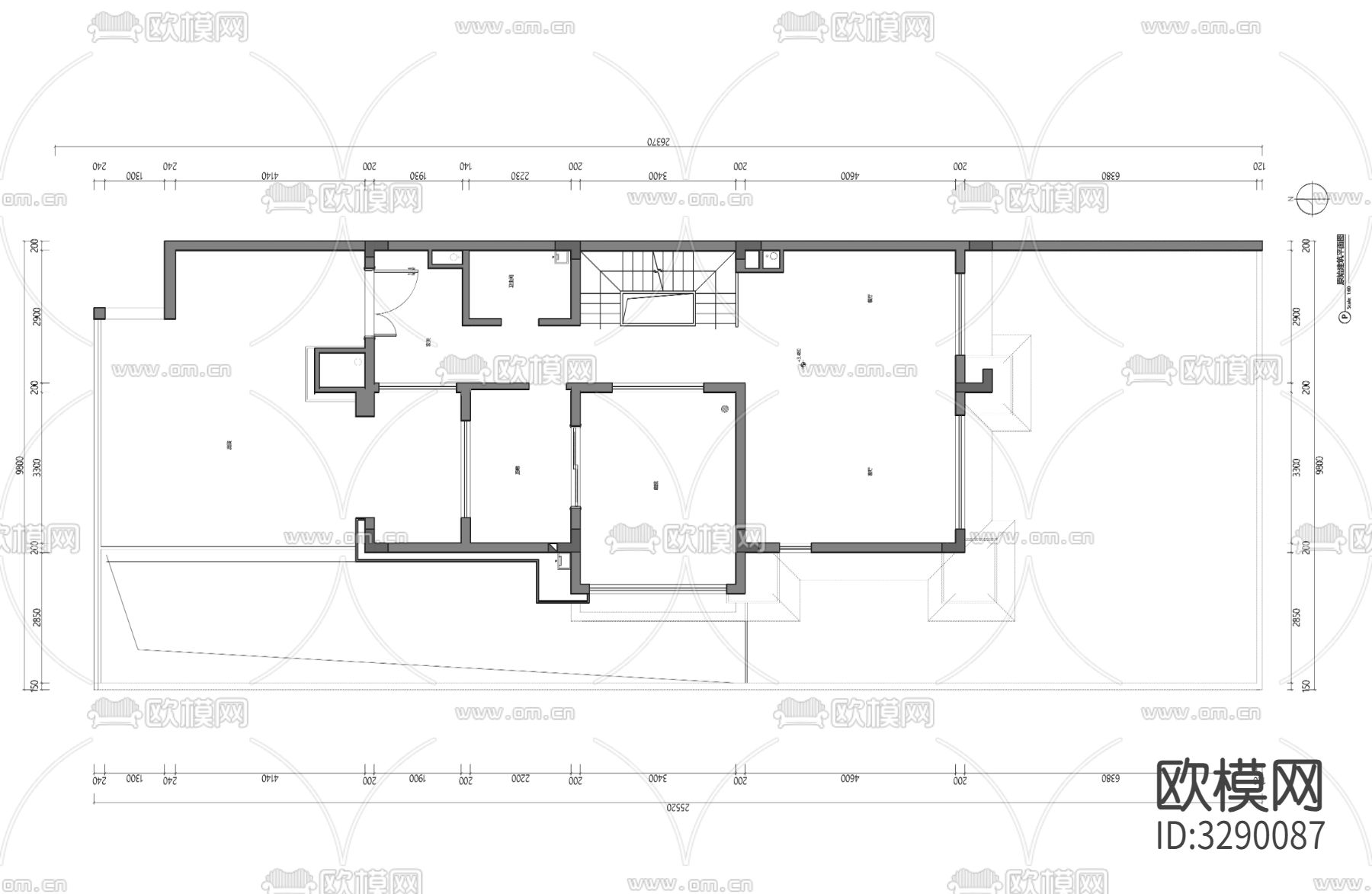 别墅一层方案平面方案图CAD彩平PSDcad施工图下载（渲染图1）