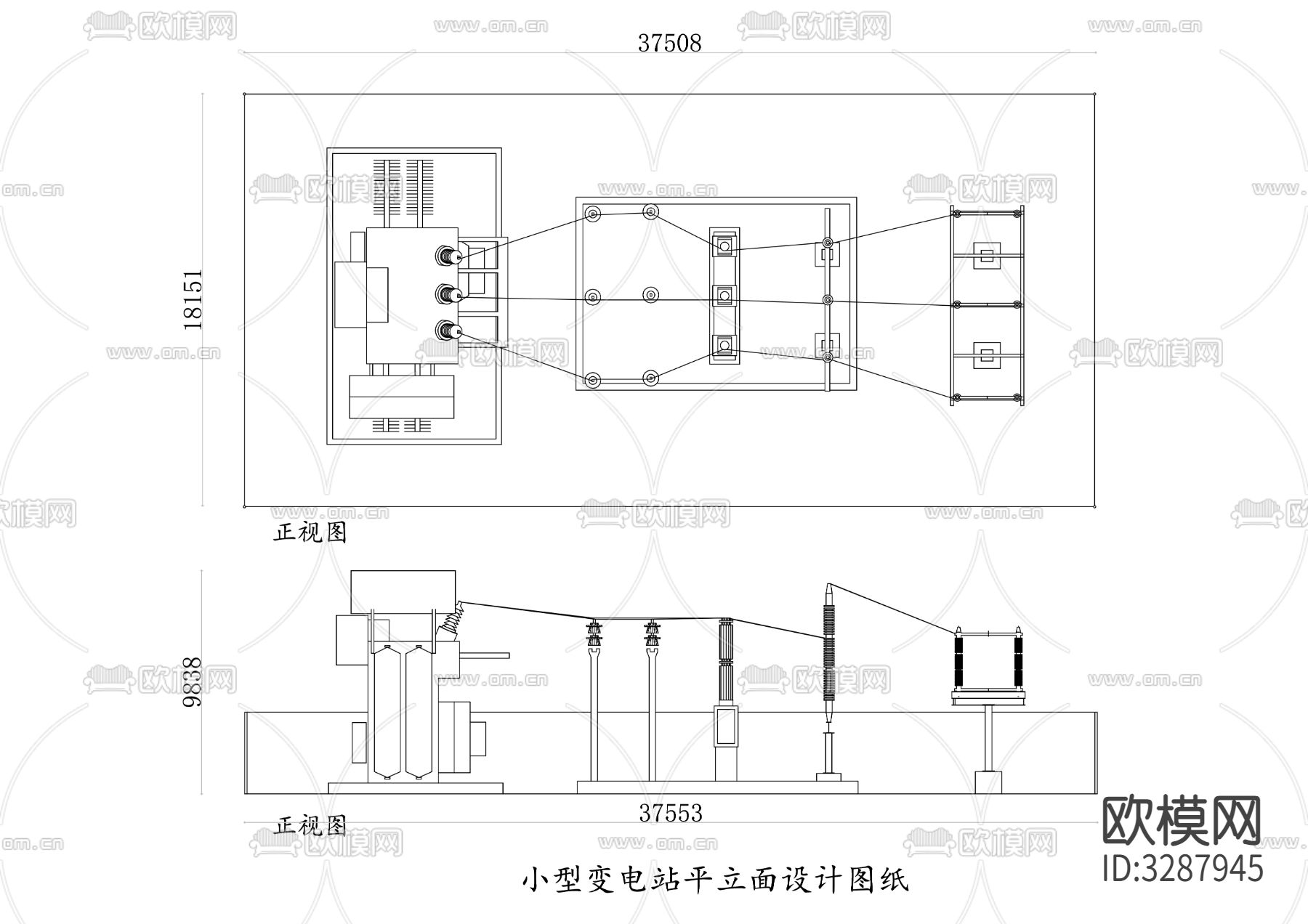 小型变电站平立面设计图纸cad大样图下载