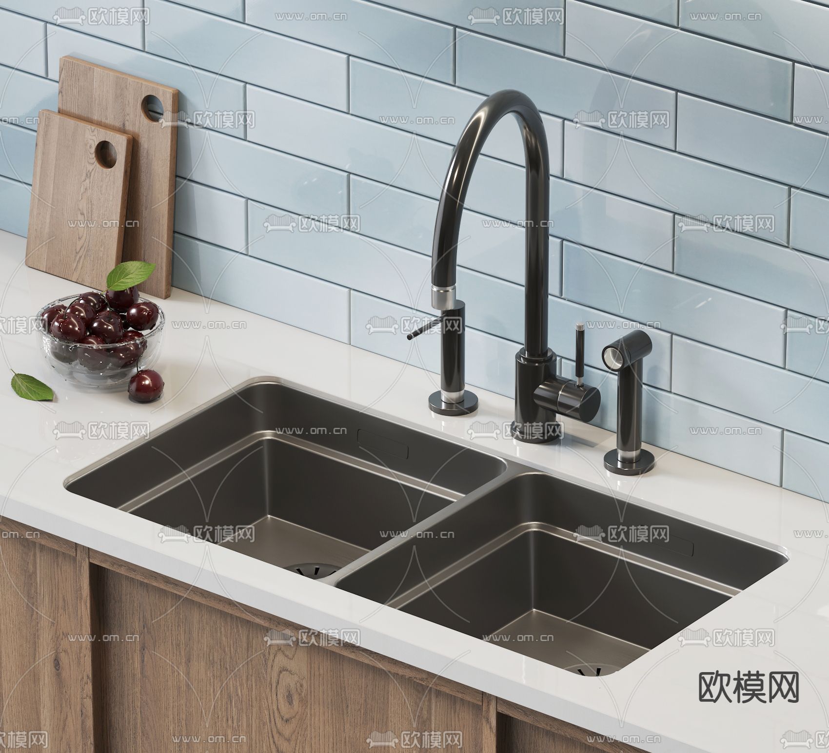 不锈钢水槽 洗菜盆 台下盆3d模型下载