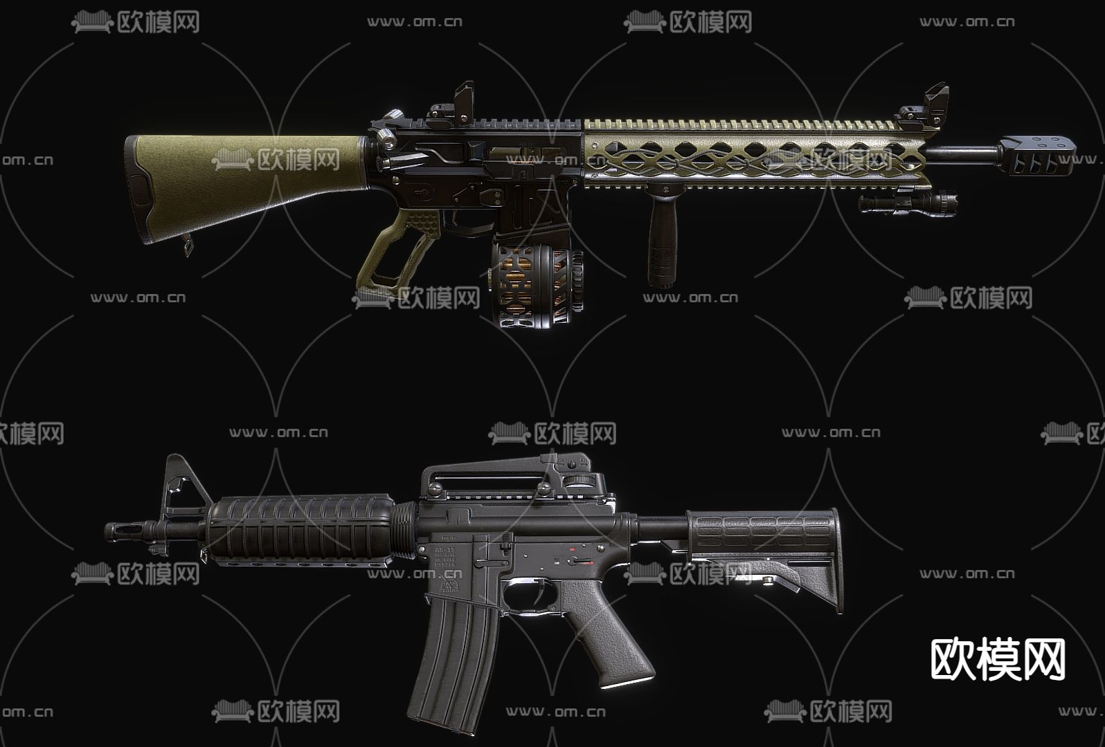 步枪分解图 步枪零件 武器su模型下载（渲染图1）