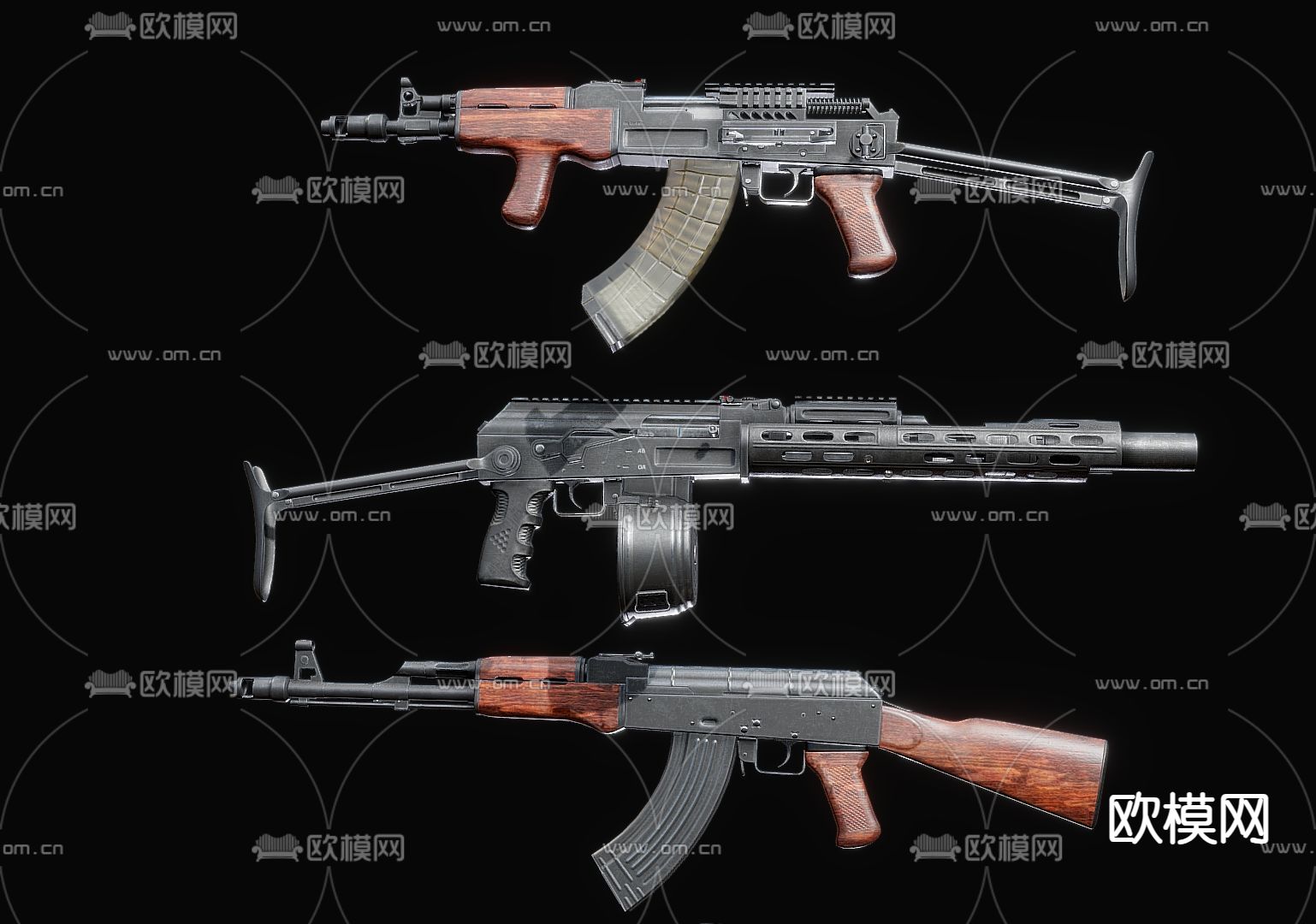 步枪分解图 步枪零件 武器su模型下载（渲染图1）