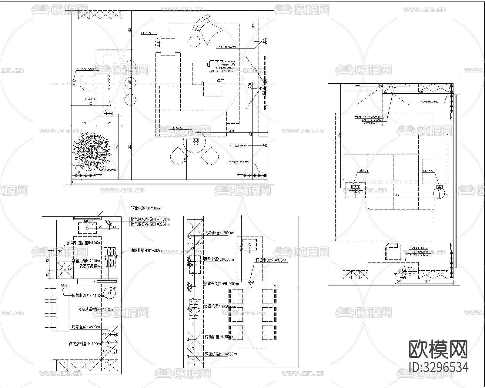 最新室内全屋插座水电定位下载（渲染图4）