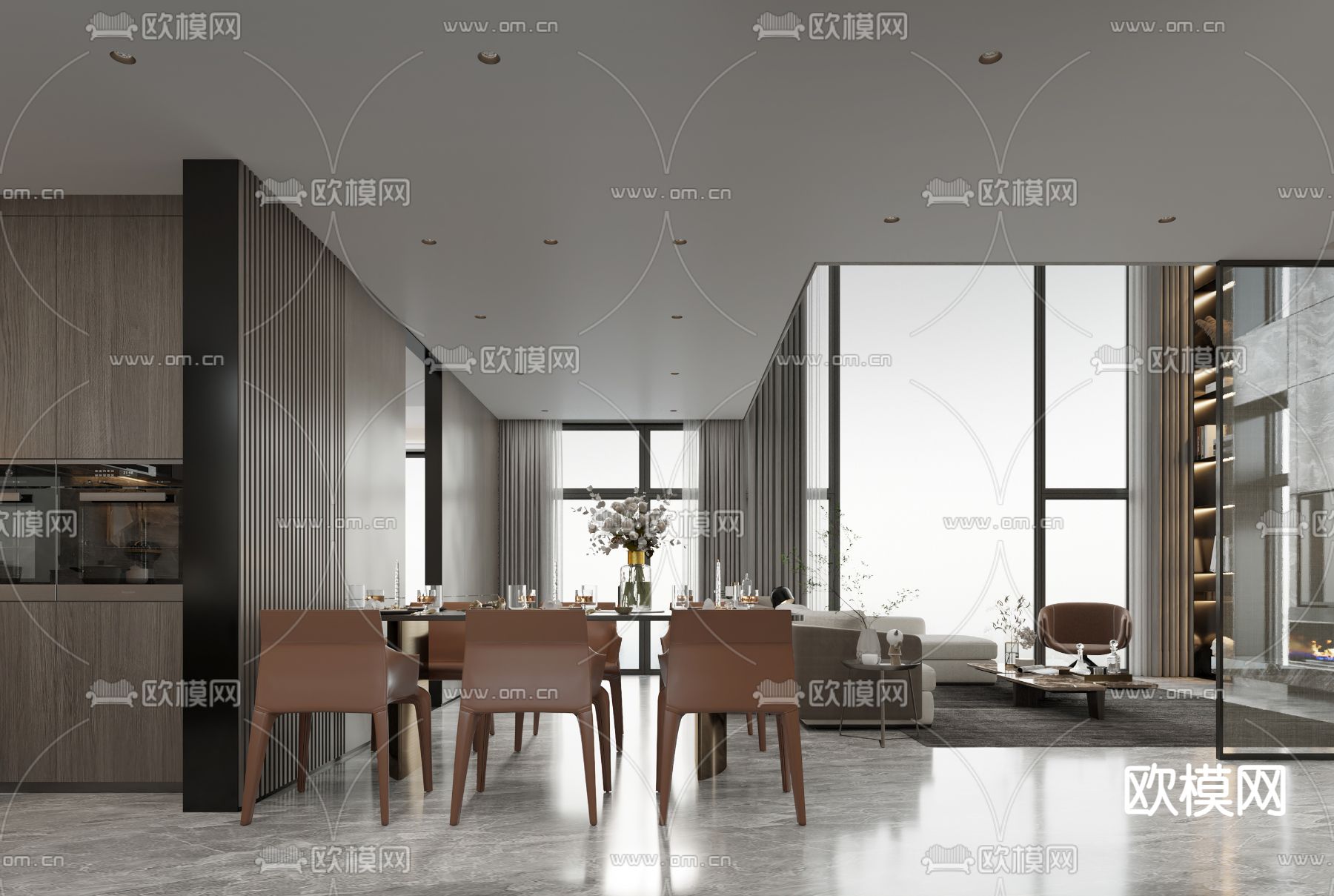 别墅客厅 别墅大堂3d模型下载（渲染图3）