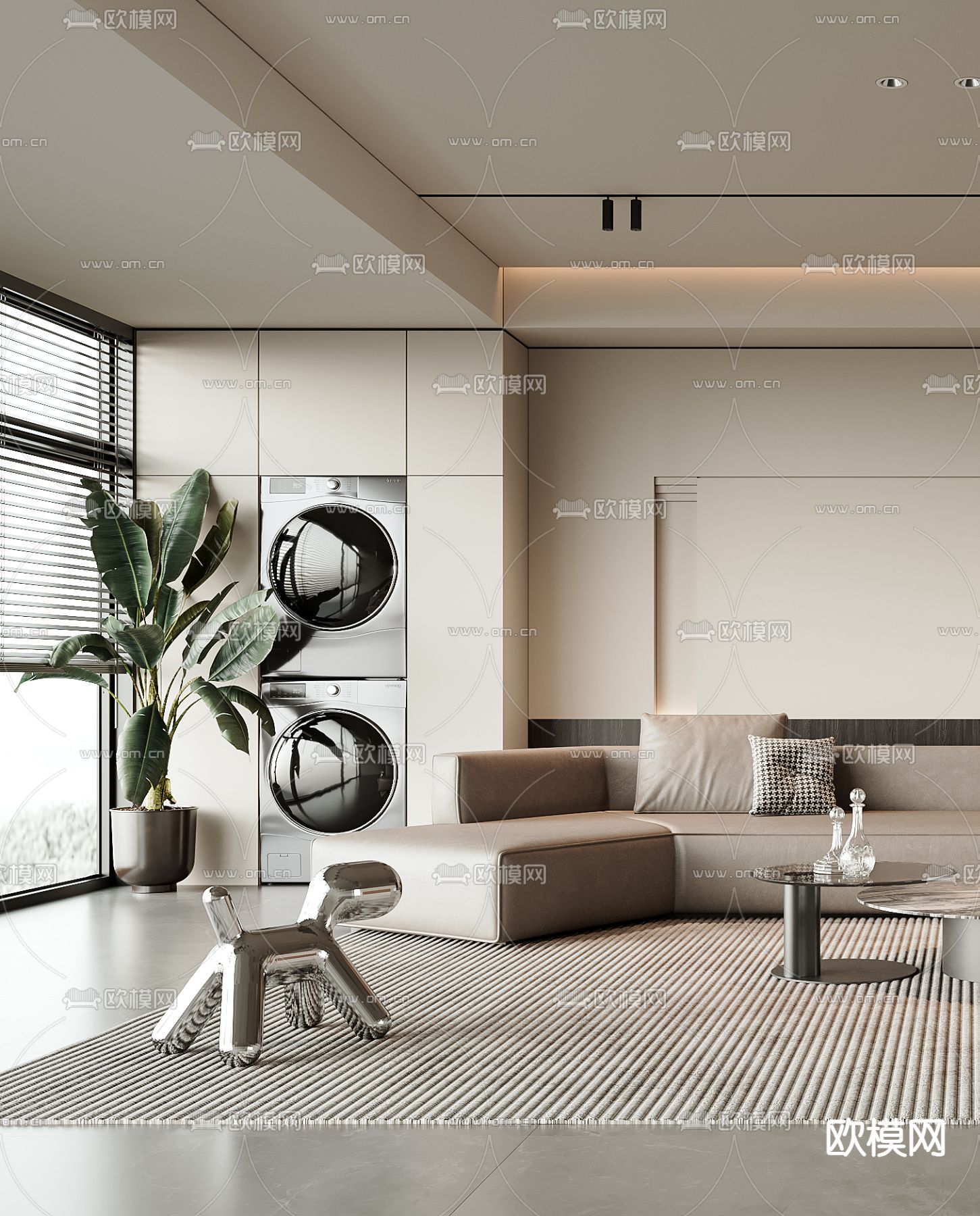 现代客厅3d模型下载（渲染图2）