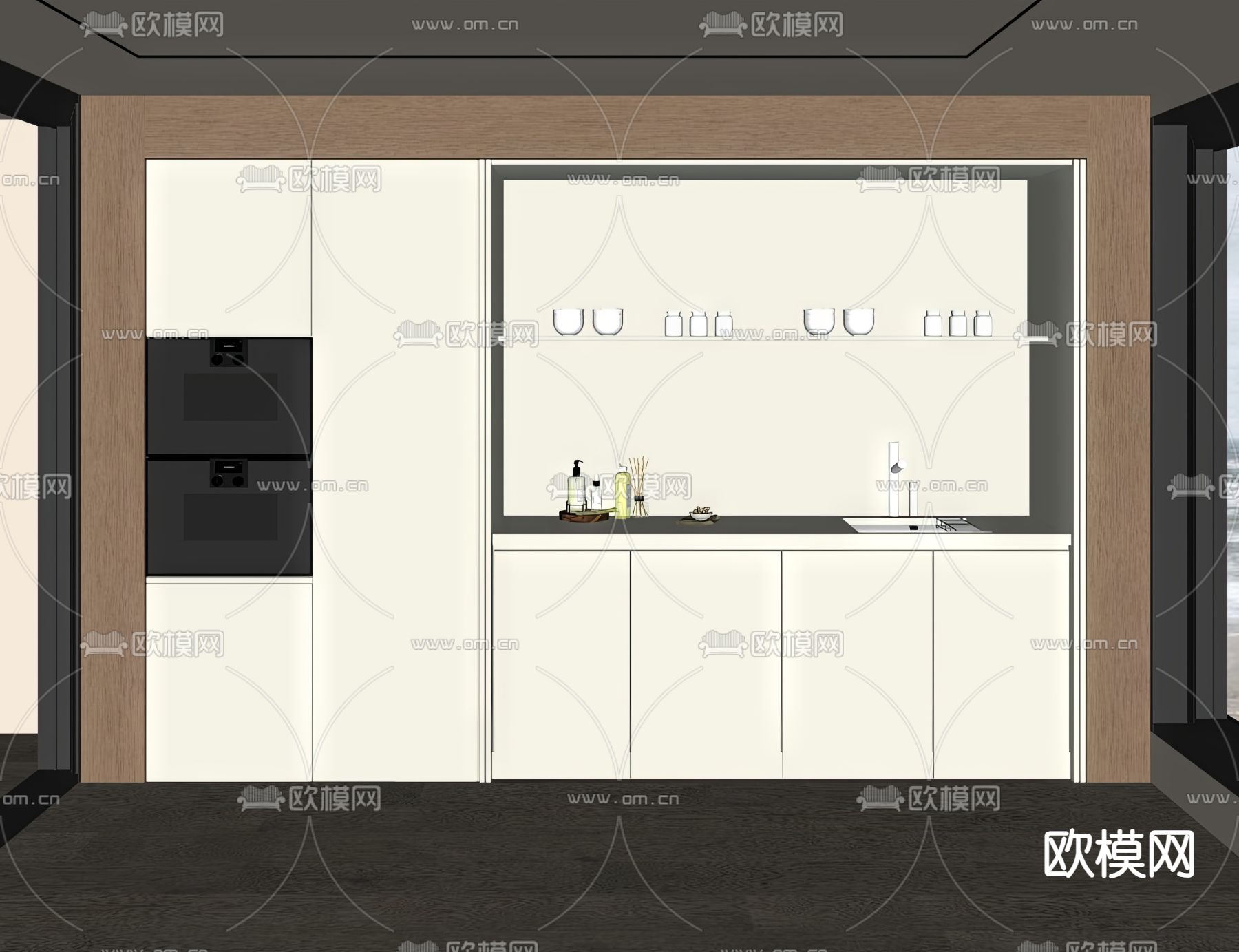 橱柜 冰箱su模型下载（渲染图1）