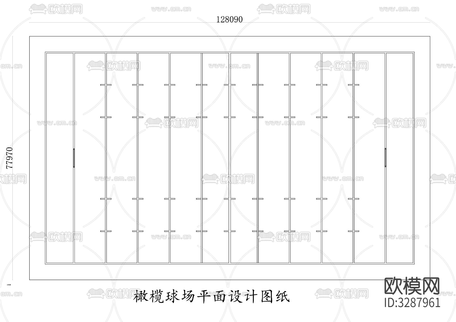 橄榄球场平面设计图纸cad大样图下载