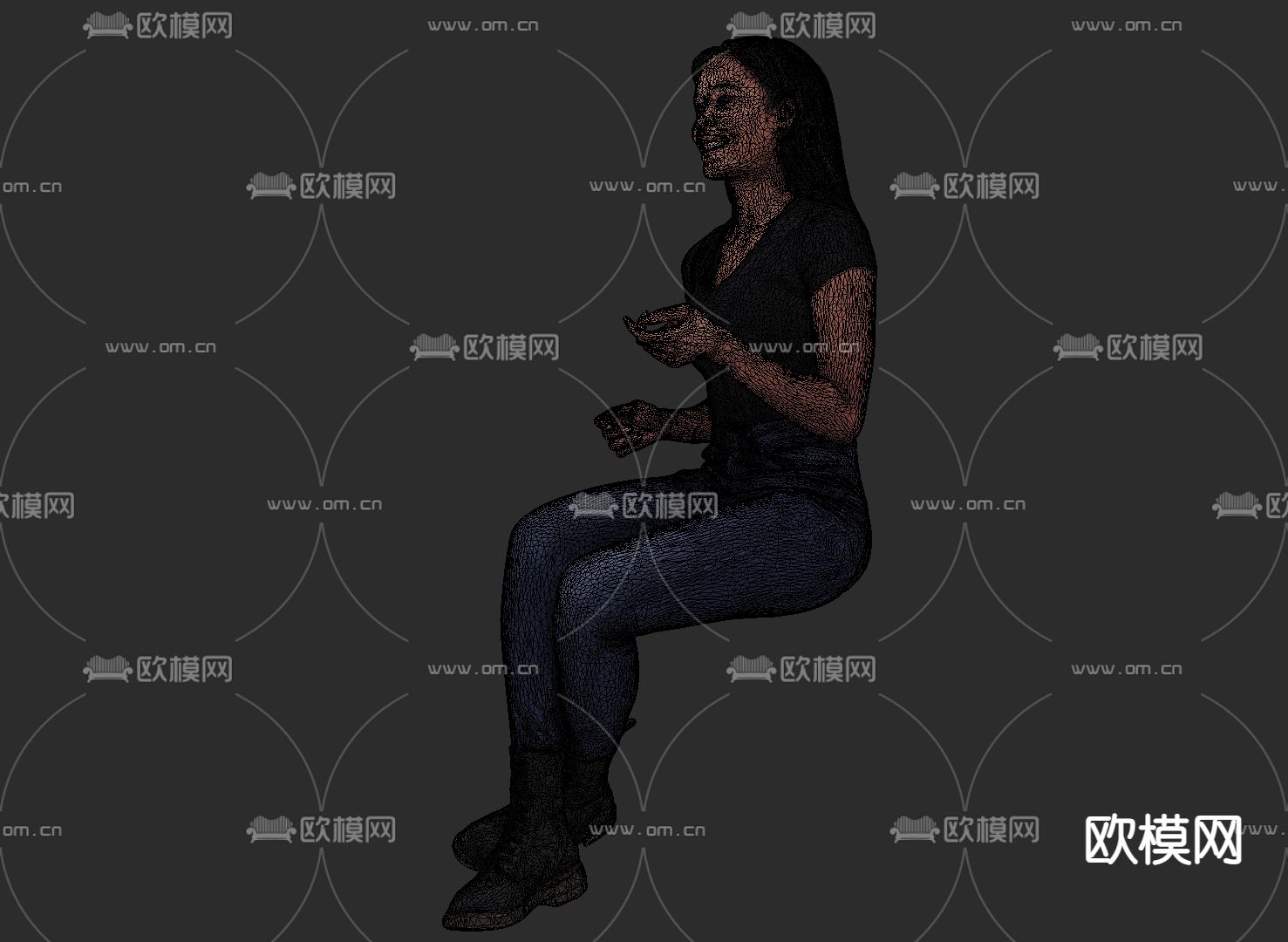 现代女士 坐姿女士 交谈女士su模型下载（渲染图2）