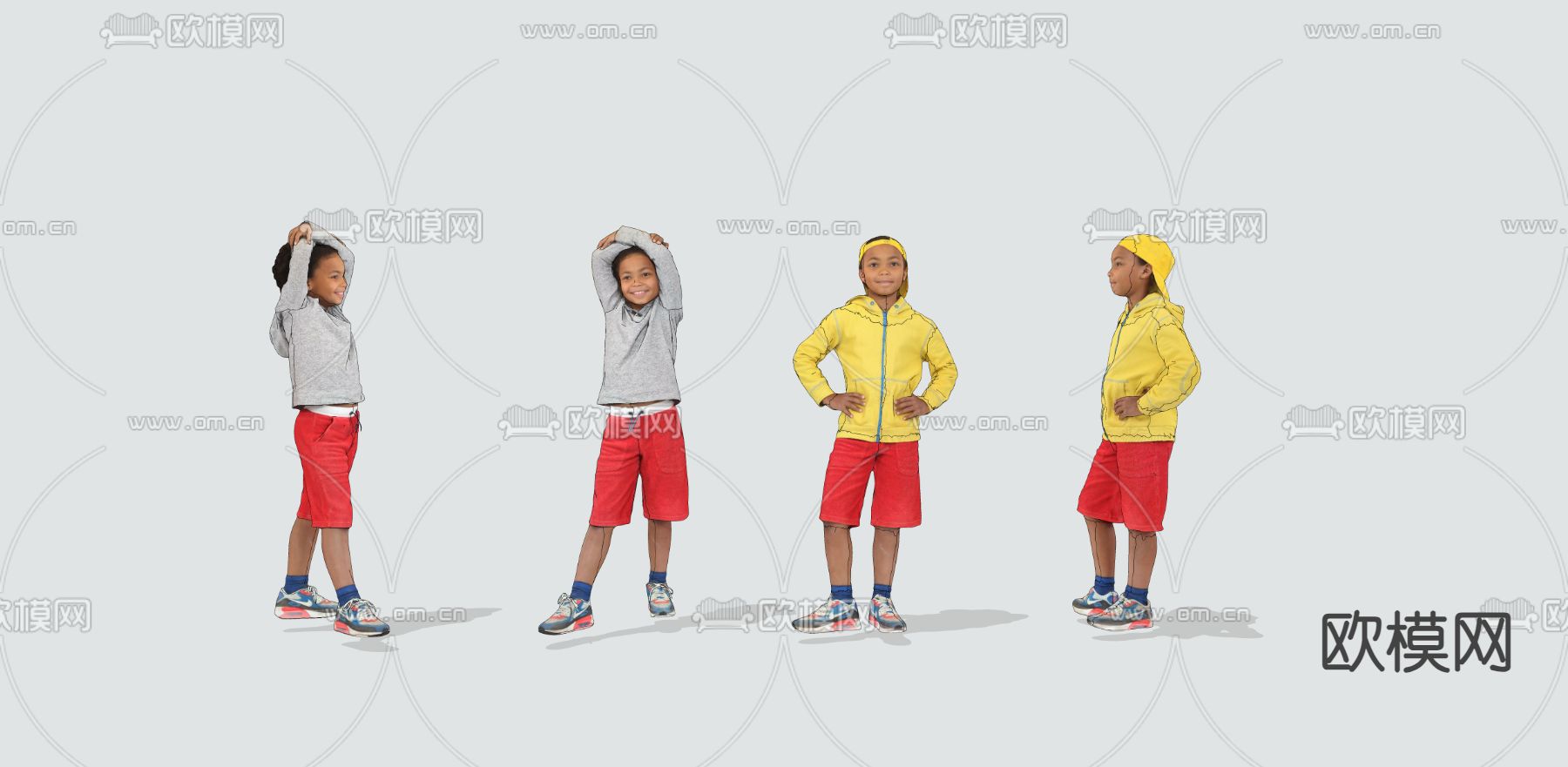 欧式运动儿童su模型下载