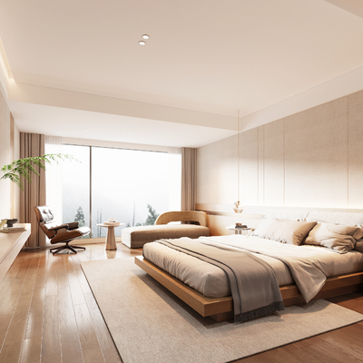  侘寂酒店客房su模型 