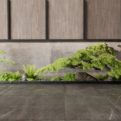  新中式 庭院松树 景观小品su模型 