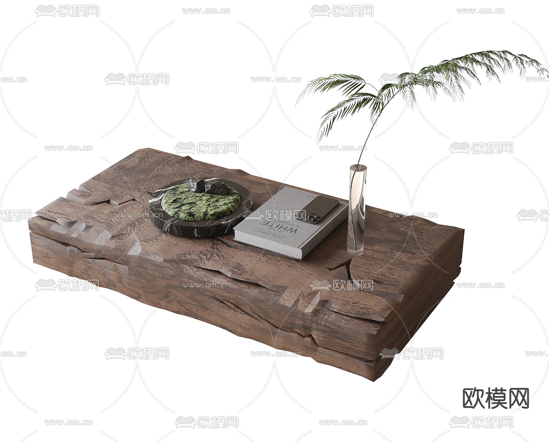 侘寂风实木茶几su模型下载（渲染图2）