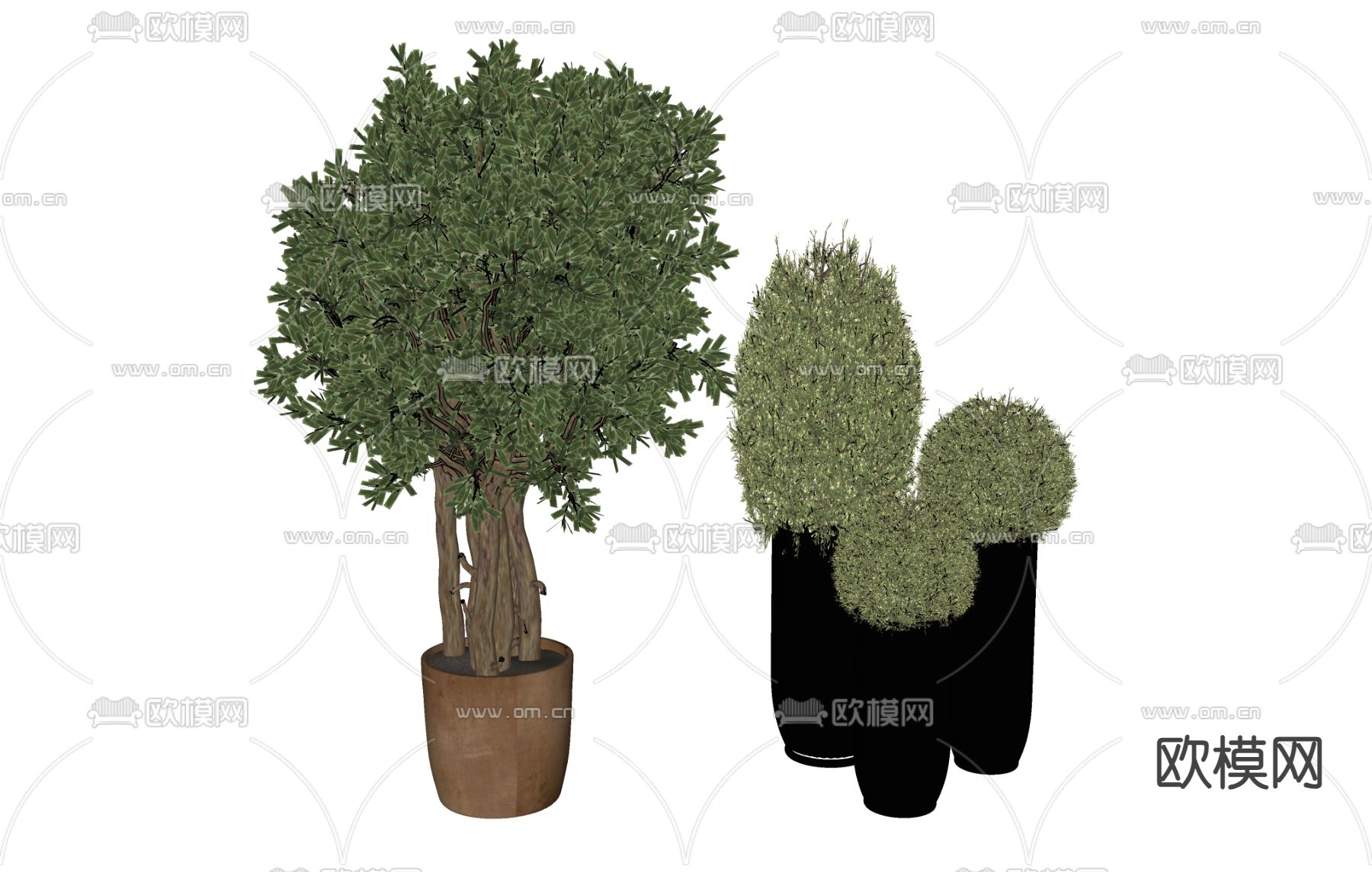 植物绿植 植物球 植物堆su模型下载（渲染图1）