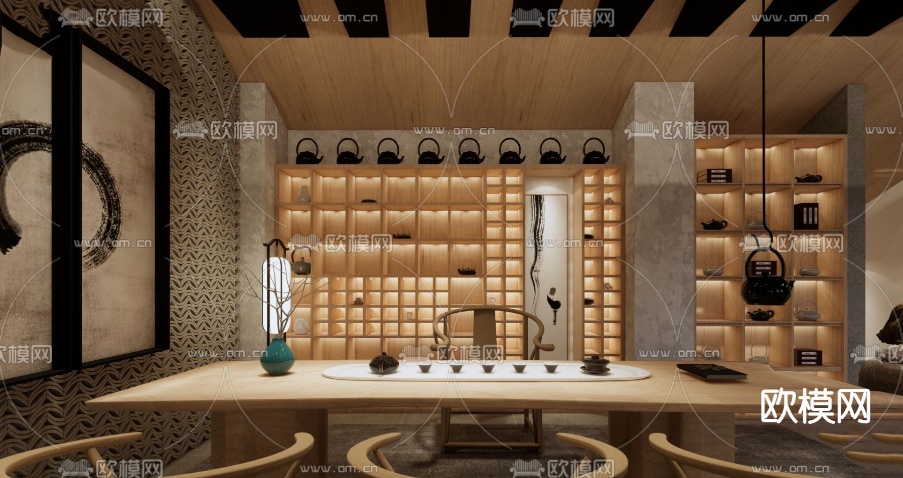 新中式茶楼su模型下载（渲染图4）