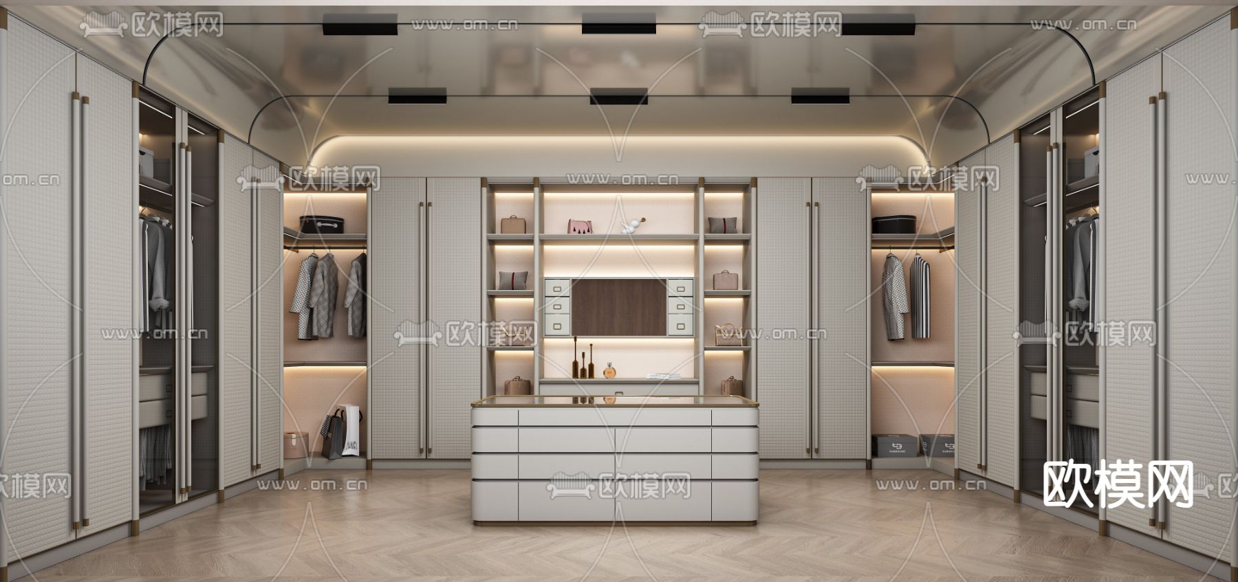 轻奢衣帽间3d模型下载